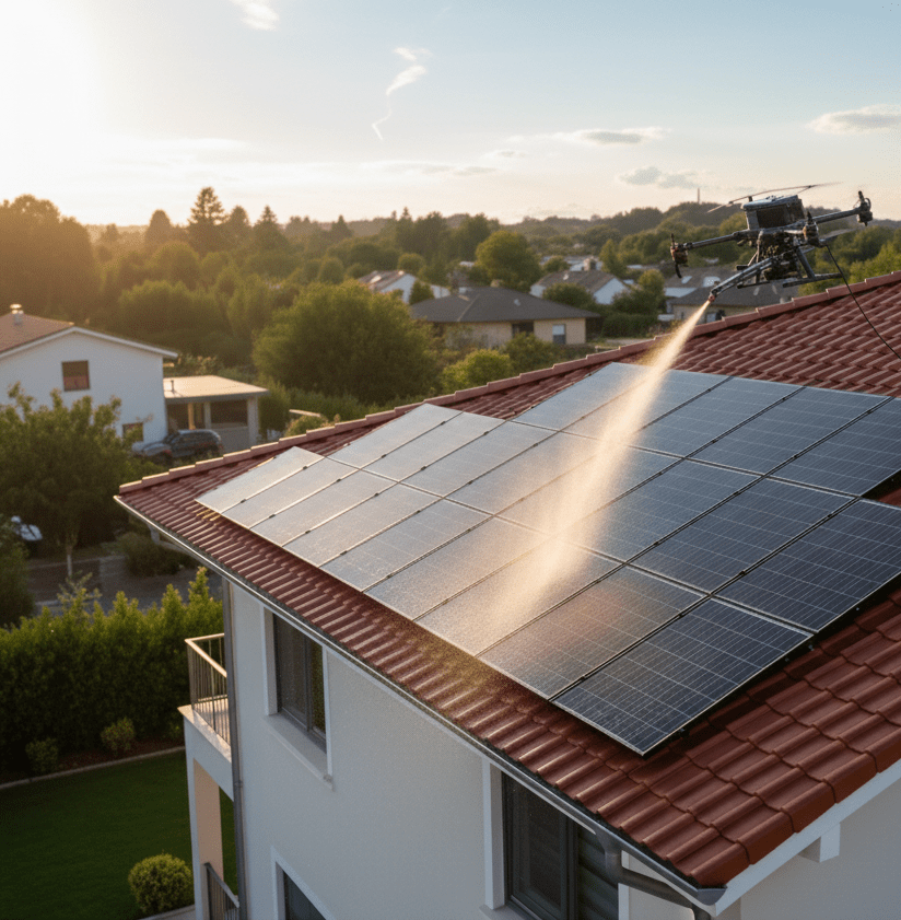 PV-Reinigung mit Drohnen: Warum Drohnen-Reinigung am effektivsten für deine Solaranlage ist