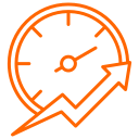 Tachometer mit ansteigendem Pfeil — Symbol für Effizienzsteigerung